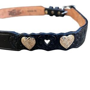 Silver Creek Collection Belt  Size 30 Black Leather Silver Hearts western